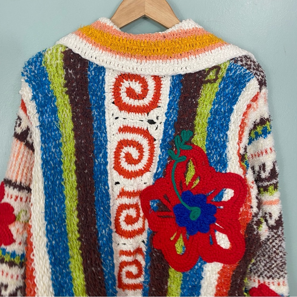 Free People Terry‎ Towel Cardi Calypso Cardigan Sweater Floral Artsy XS - Picture 10 of 10